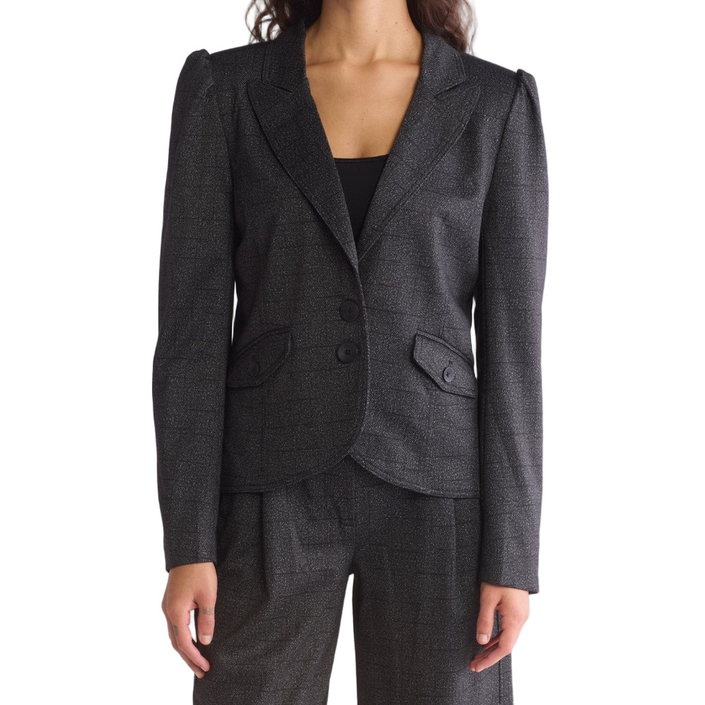 Democracy Women’s Charcoal/Black Puff Sleeve Blazer Jacket - Sz Large, NWT